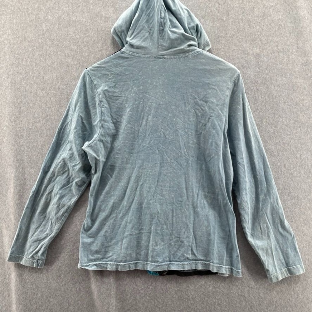 Sacred Threads Jacket Womens M/L Baby Blue Patchwork Embroidered Full Zip Hood - Picture 6 of 10